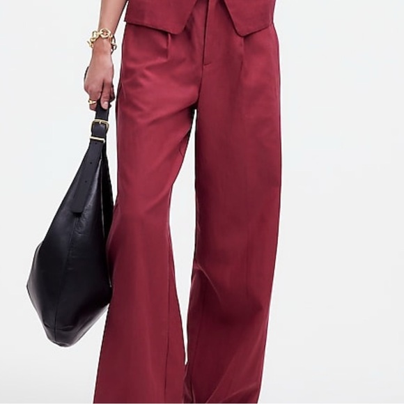 NWT  Madewell Slouchy Straight Pants in Drapey Twill Size 8 Claret - Picture 2 of 3